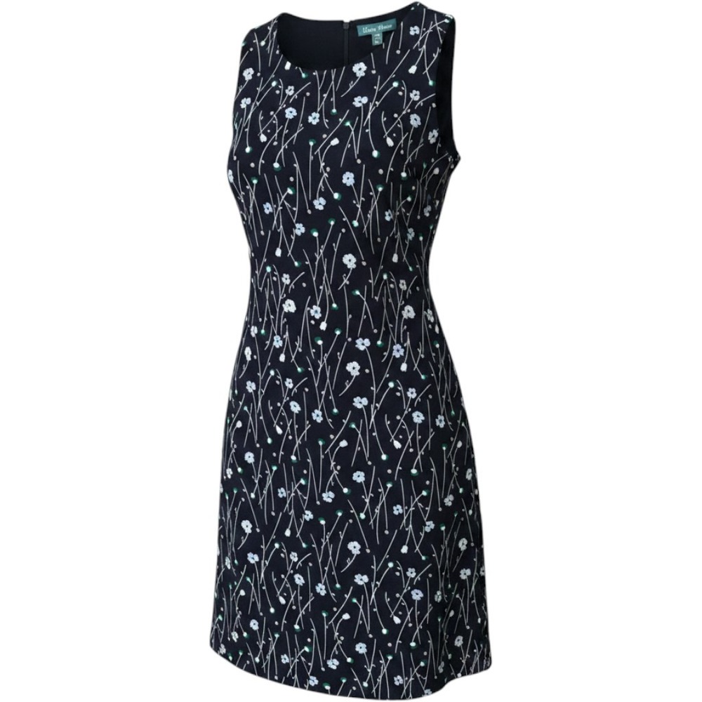 Fleur‎ Bleue Mini Dress Women 6 Navy Blue Floral Sleeveless Rayon Viscose Shift